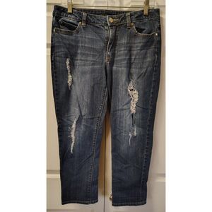 Jennifer Lopez Size 8 Stressed Denim Straight Leg Jeans